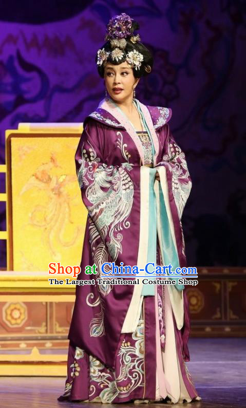The Empress of China Ancient Tang Dynasty Court Queen Purple Dress Stage Performance Dance Costume and Headpiece for Women