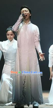 Chinese Zhaojun Chu Sai Classical Dance White Clothing Stage Performance Dance Costume for Men