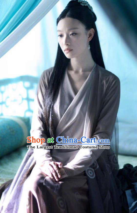 Chinese Ancient Nobility Lady Drama Love and Destiny Lin Mo Ni Ni Purple Replica Costumes and Headpiece for Women