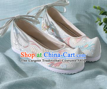 Chinese Handmade Embroidered Bird Light Green Shoes Traditional Wedding Shoes Hanfu Shoes Princess Shoes for Women
