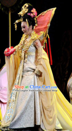 Chinese Chuansi Gongzhu Classical Dance Tang Dynasty Queen Dress Stage Performance Dance Costume and Headpiece for Women