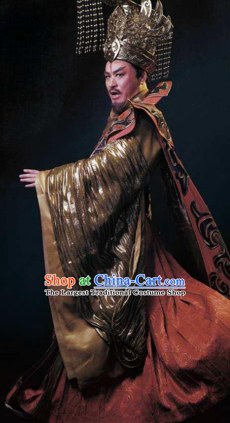 Chinese King Zhuang of Chu Ancient Spring and Autumn Period Emperor Clothing Stage Performance Dance Costume for Men