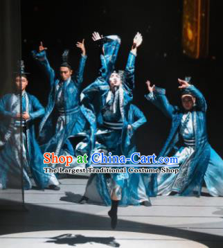 Meet Millennium Chinese Classical Dance Blue Clothing Stage Performance Dance Costume for Men