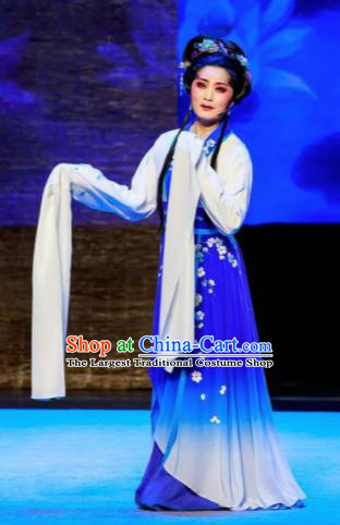 Phoenix Hairpin Chinese Peking Opera Diva Royalblue Dress Stage Performance Dance Costume and Headpiece for Women