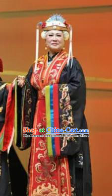 Huang Ye Hong Lou Chinese Peking Opera Dowager Jia Dress Stage Performance Dance Costume and Headpiece for Women