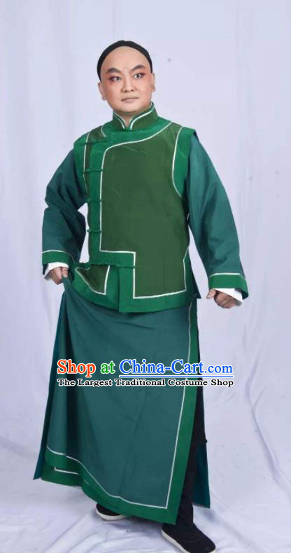 Mei Hua Zan Chinese Beijing Opera Scholar Green Clothing Stage Performance Dance Costume and Headpiece for Men