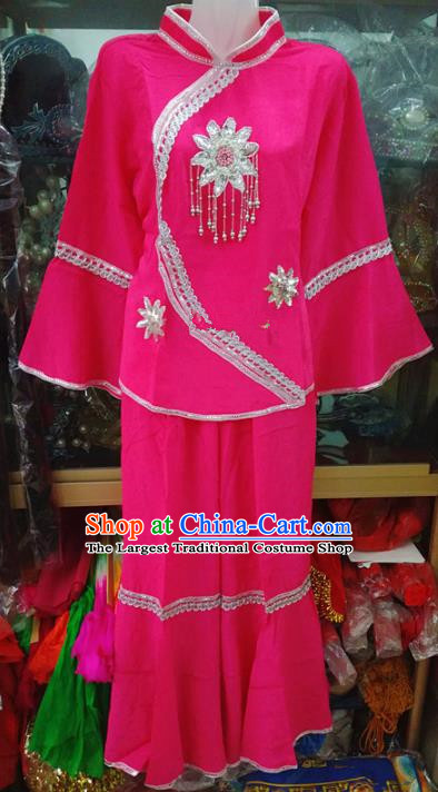 Chinese Traditional Beijing Opera Costume Peking Opera Folk Dance Rosy Clothing for Adults