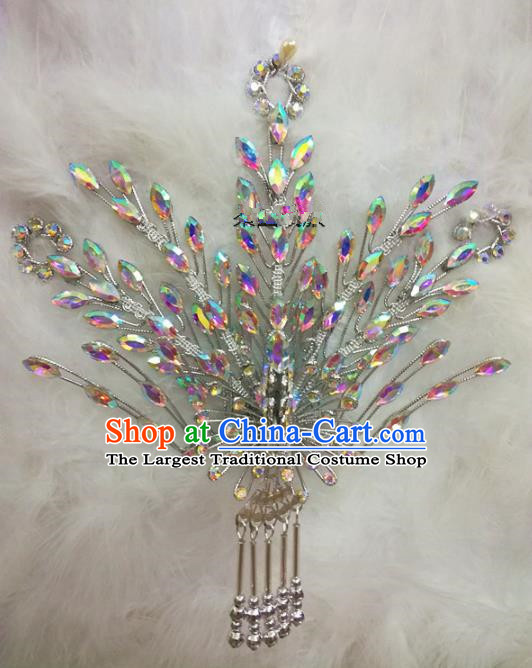 Chinese Traditional Beijing Opera Hair Accessories Peking Opera Princess White Phoenix Hairpins for Adults