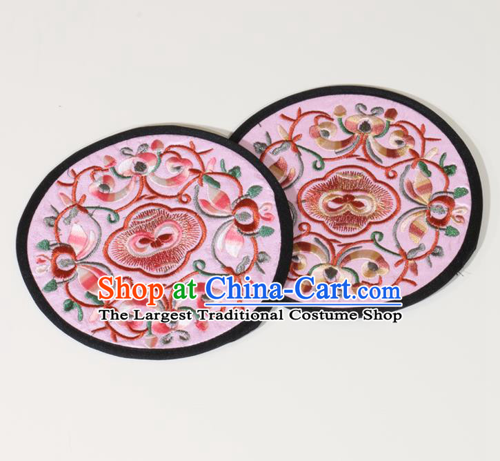 Chinese Traditional Household Accessories Classical Embroidered Pink Brocade Teacup Mat