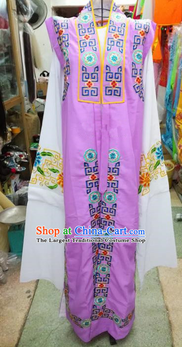 Chinese Traditional Beijing Opera Old Gentleman Costume Peking Opera Embroidered Purple Clothing for Adults