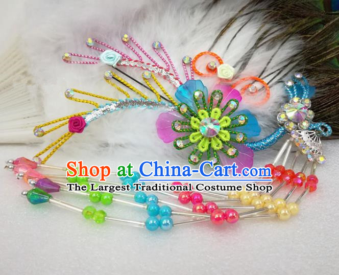Chinese Traditional Beijing Opera Actress Colorful Flower Hairpins Hair Accessories for Adults