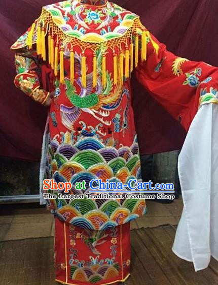 Chinese Traditional Beijing Opera Queen Red Water Sleeve Dress Peking Opera Actress Costume for Adults
