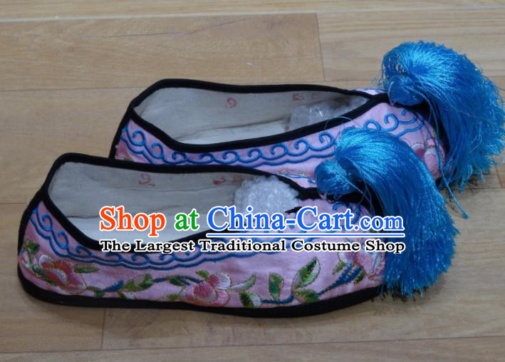 Chinese Traditional Beijing Opera Diva Embroidered Shoes Princess Pink Shoes for Adults