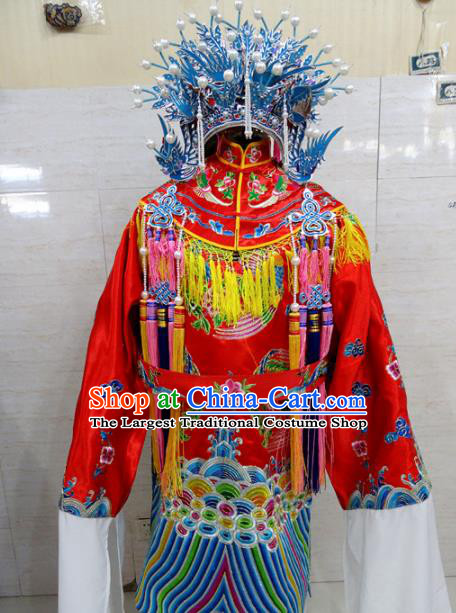 Chinese Traditional Beijing Opera Actress Red Embroidered Robe Peking Opera Imperial Concubine Costume for Adults