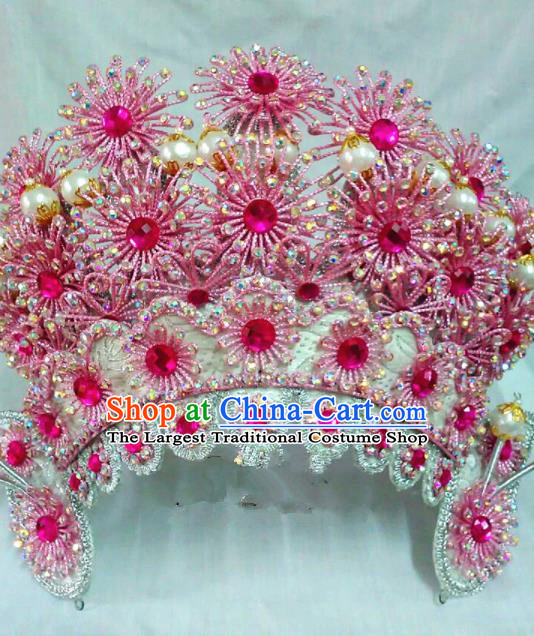 Chinese Traditional Beijing Opera Warriors Rosy Hat Hair Accessories for Adults