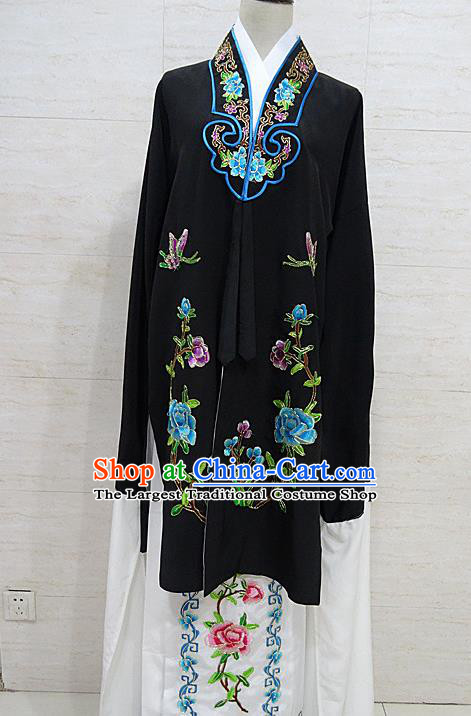 Chinese Traditional Beijing Opera Embroidered Peony Black Dress Peking Opera Diva Costume for Adults