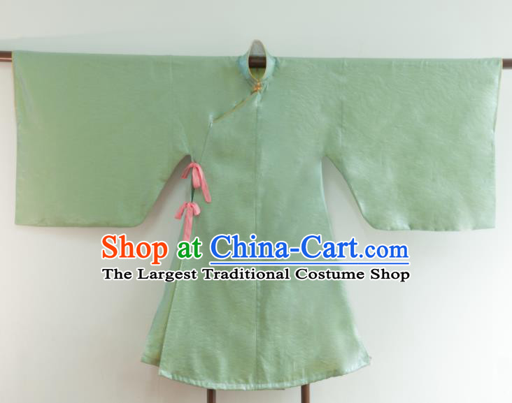 Chinese Ancient Princess Historical Costume Ming Dynasty Light Green Silk Blouse for Women