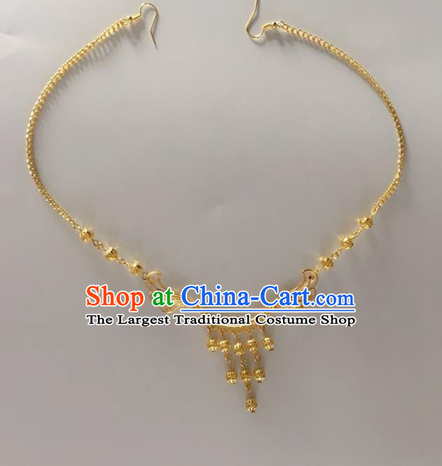 Chinese Traditional Wedding Hair Accessories Ancient Princess Golden Beads Eyebrows Pendant for Women