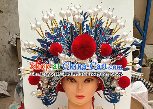 Chinese Traditional Beijing Opera Queen Hair Accessories Ancient Bride Pearls Phoenix Coronet