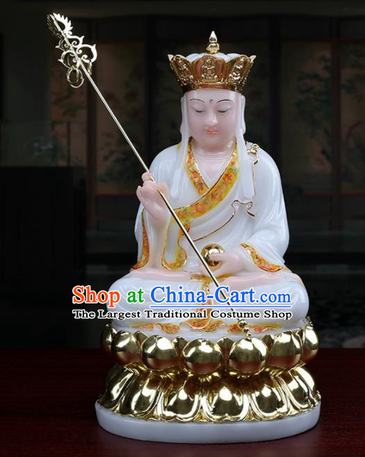 Chinese Traditional Religious Supplies Feng Shui Ksiti Garbha White Cloth Statue Buddhism Decoration