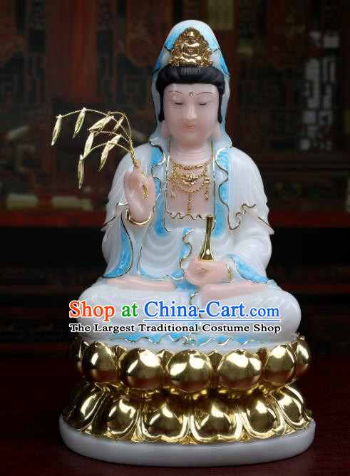 Chinese Traditional Religious Supplies Feng Shui Avalokitesvara Blue Cloth Statue Buddhism Decoration