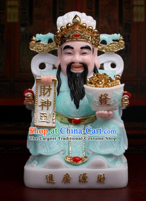 Chinese Traditional Religious Supplies Feng Shui Blue Clothing Taoism Wealth God Decoration
