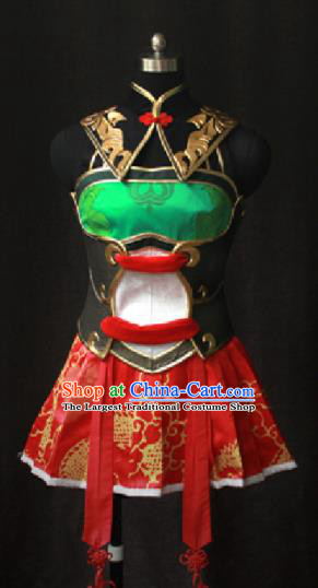 Top Grade Cosplay Heroine Costume Halloween Swordswoman Red Dress for Women