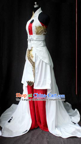 Top Grade Cosplay Princess Costume Halloween Swordswoman White Dress for Women