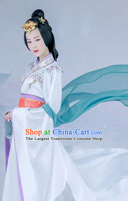 Chinese Ancient Peri Hanfu Dress Traditional Han Dynasty Imperial Consort Costume and Headpiece for Women