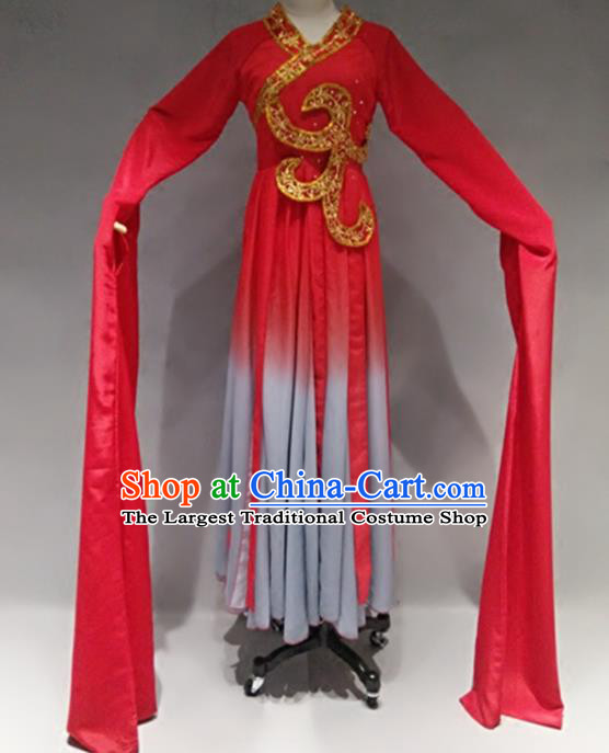 Traditional Chinese Classical Dance Costume Stage Performance Red Dress for Women