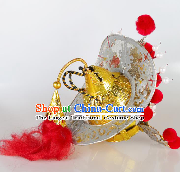 Asian Chinese Beijing Opera Soldier Headwear Traditional Peking Opera Takefu Helmet