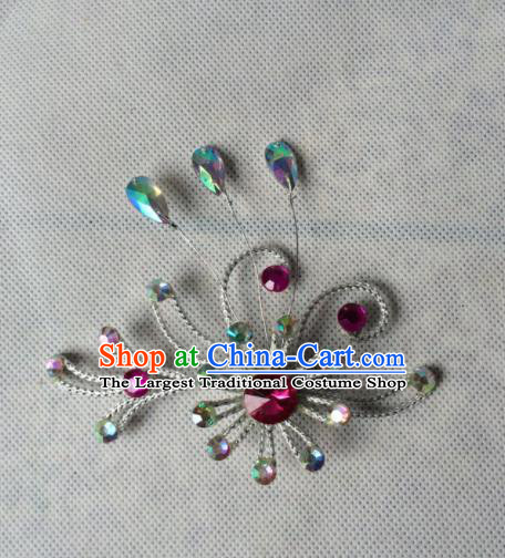Asian Chinese Beijing Opera Jewelry Accessories Ancient Princess Rosy Crystal Brooch for Women