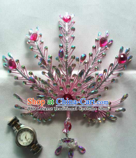 Asian Chinese Beijing Opera Actress Hair Accessories Ancient Princess Pink Phoenix Hairpins for Women