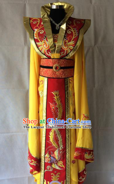 Traditional Chinese Beijing Opera Diva Costume Ancient Empress Yellow Hanfu Dress for Women