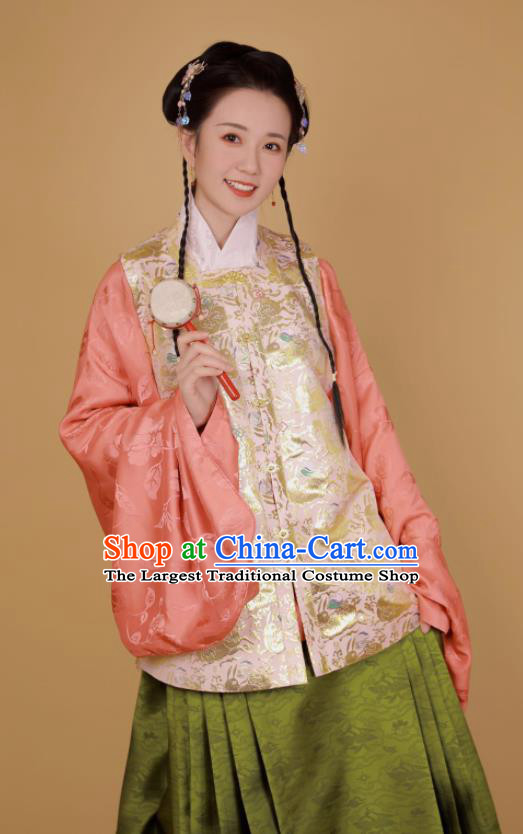 Traditional Chinese Ming Dynasty Palace Princess Historical Costume Ancient Female Blouse and Horse Face Skirt Complete Set
