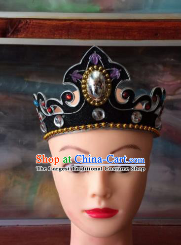 Asian Chinese Traditional Beijing Opera Takefu Headwear Ancient Prince Black Head Crown for Men