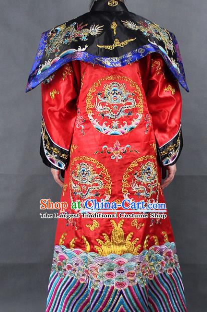 Traditional Chinese Beijing Opera Actress Costume Ancient Qing Dynasty Queen Red Dress for Women