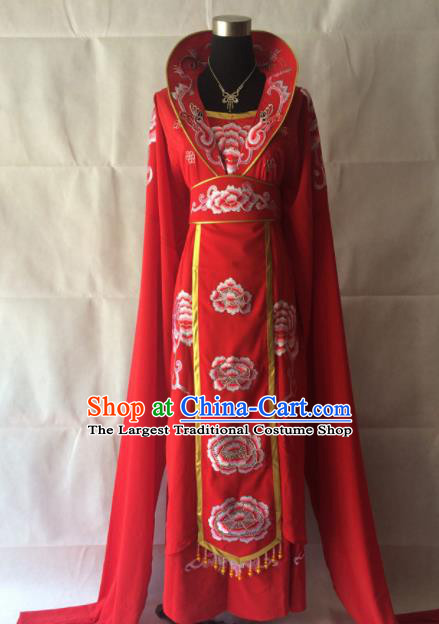 Traditional Chinese Beijing Opera Queen Costume Ancient Peri Red Dress for Women