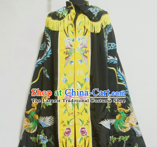 Traditional Chinese Beijing Opera Actress Costume Ancient Princess Embroidered Black Cloak for Women