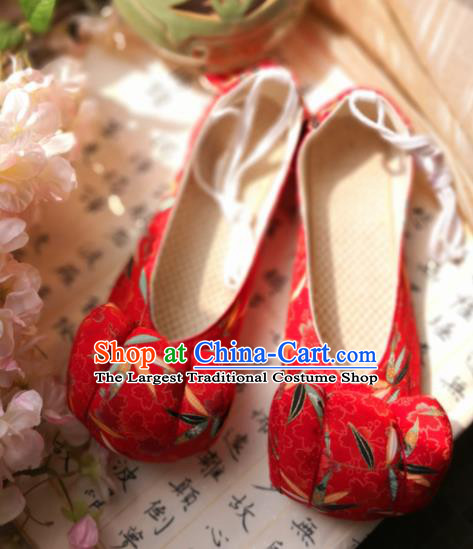 Asian Chinese Traditional Shoes Ancient Song Dynasty Princess Red Shoes Hanfu Shoes for Women