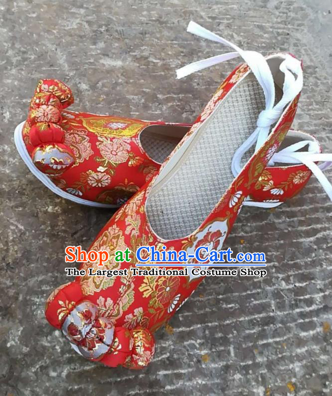 Asian Chinese Traditional Shoes Ancient Song Dynasty Wedding Red Shoes Hanfu Shoes for Women