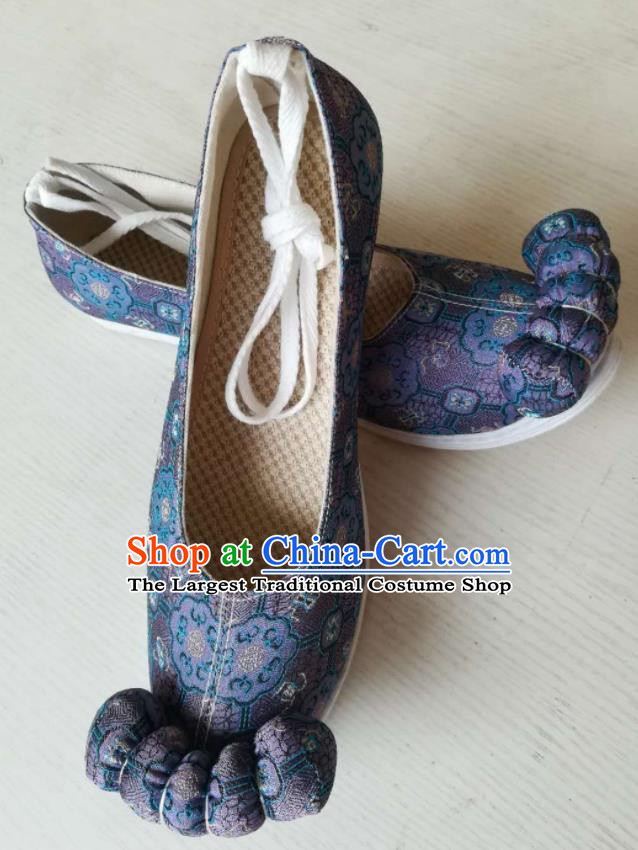 Asian Chinese Traditional Shoes Ancient Song Dynasty Wedding Navy Shoes Hanfu Shoes for Women