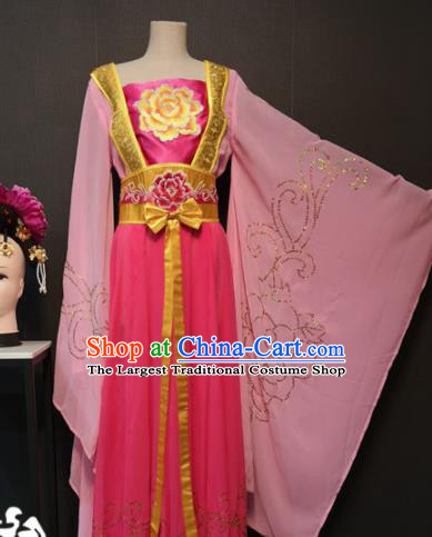 Asian Chinese Traditional Classical Dance Costume Ancient Peri Pink Dress for Women