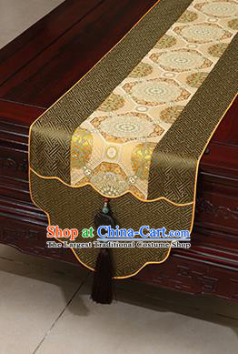 Chinese Traditional Pattern Olive Green Brocade Table Flag Classical Satin Household Ornament Table Cover