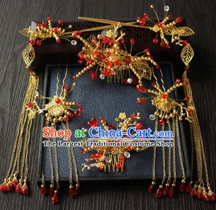 Chinese Ancient Palace Bride Hair Accessories Traditional Classical Wedding Hair Comb Hairpins for Women