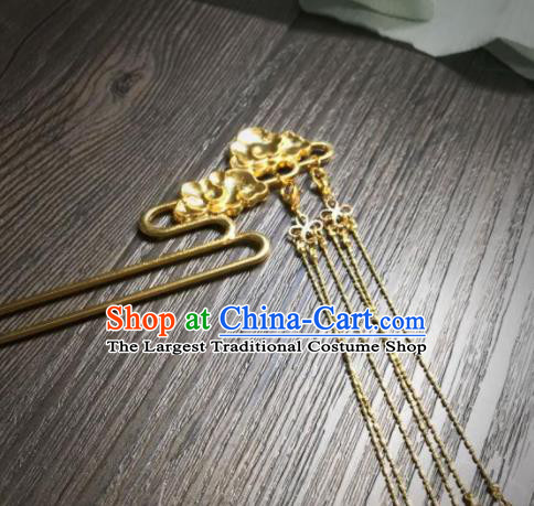 Chinese Ancient Princess Hair Accessories Traditional Golden Cloud Tassel Hairpins for Women