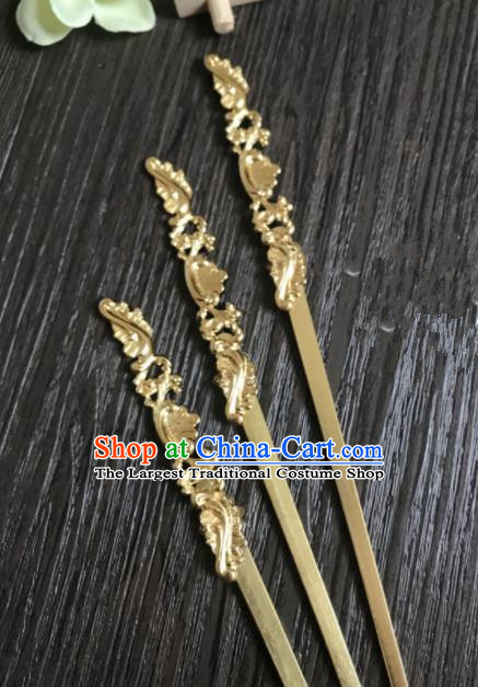 Chinese Ancient Princess Hair Accessories Traditional Golden Hairpins for Women