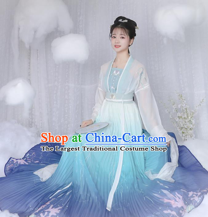 Chinese Ancient Peri Hanfu Dress Traditional Tang Dynasty Princess Historical Costume for Women