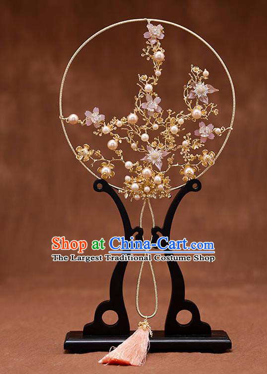 Chinese Ancient Wedding Accessories Traditional Bride Plum Blossom Palace Fans for Women
