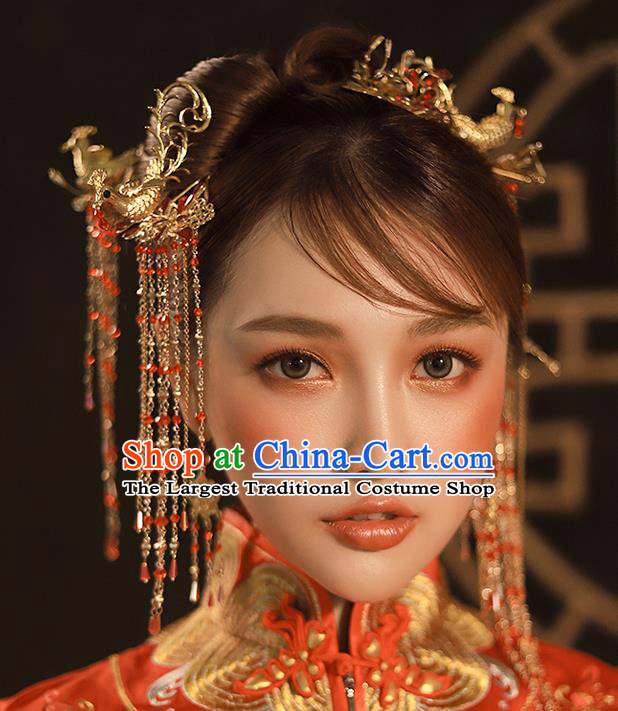 Chinese Ancient Queen Hair Accessories Traditional Hanfu Phoenix Hairpins for Women